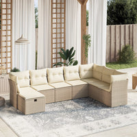 vidaXL Set Divano da Giardino 8 pz con Cuscini Beige in Polyrattan