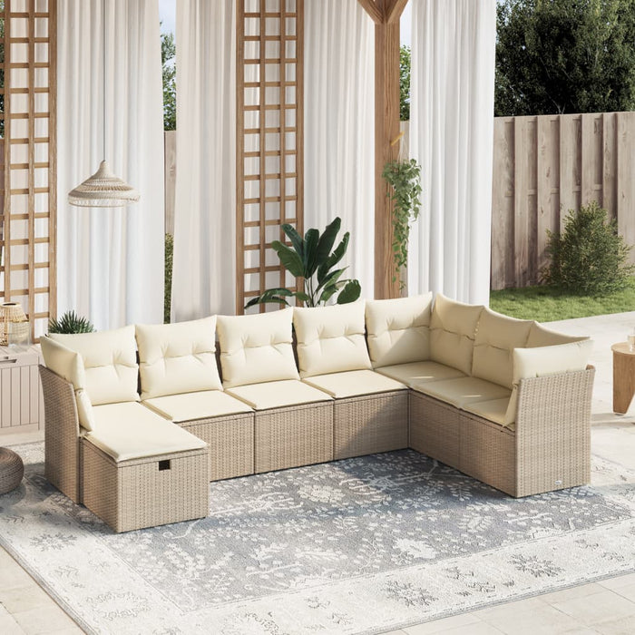 vidaXL Set Divano da Giardino 8 pz con Cuscini Beige in Polyrattan