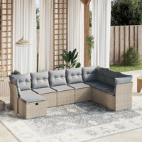 vidaXL Set Divano da Giardino 8 pz con Cuscini Beige Misto Polyrattan
