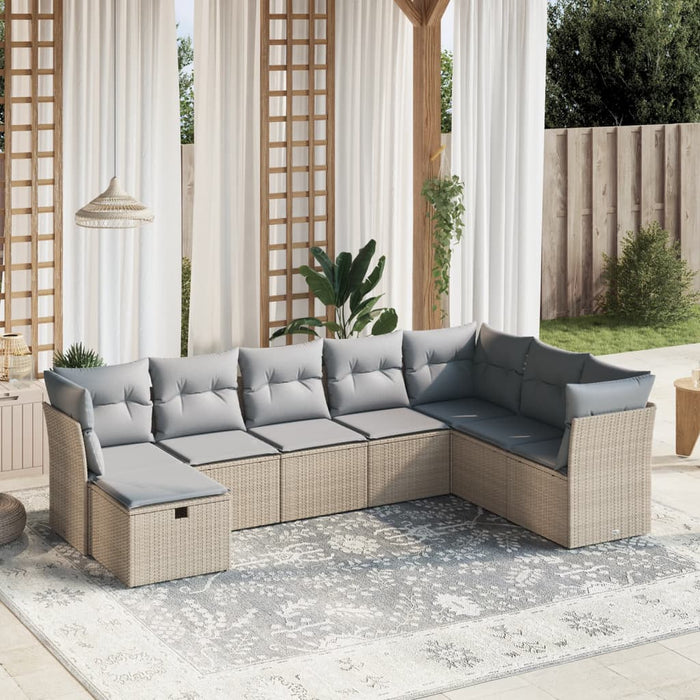 vidaXL Set Divano da Giardino 8 pz con Cuscini Beige Misto Polyrattan