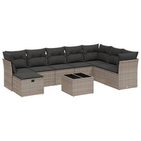 Set Divano da Giardino 9 pz con Cuscini Grigio in Polyrattan 3263286