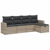 Set Divano da Giardino 5pz con Cuscini Grigio Chiaro Polyrattan 3263468