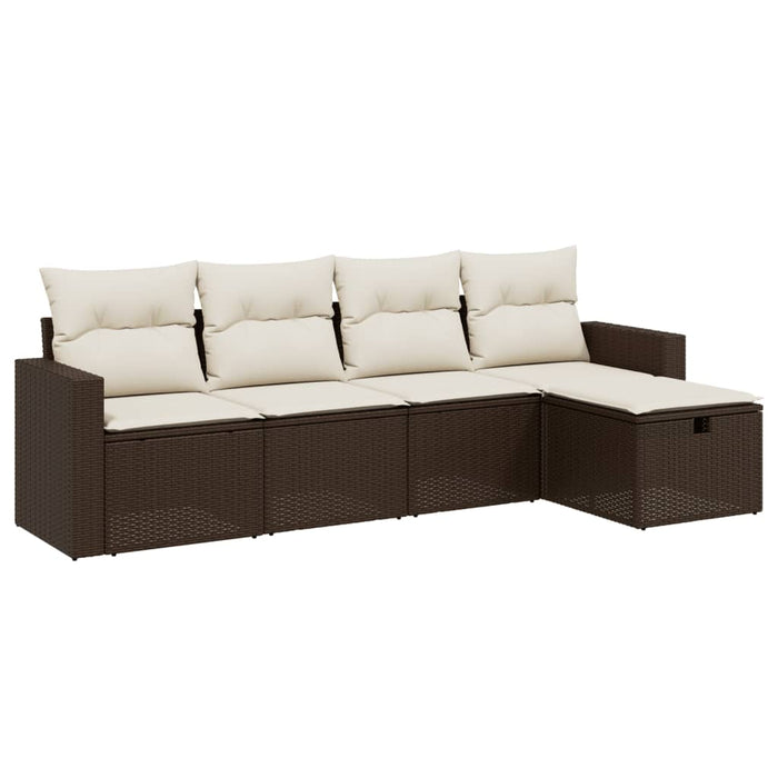 Set Divano da Giardino 5 pz con Cuscini Marrone in Polyrattan 3263469