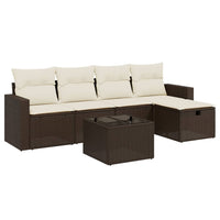 Set Divano da Giardino 6 pz con Cuscini-Sofa da Giardino-Divanetto da esterno Marrone in Polyrattan 179724