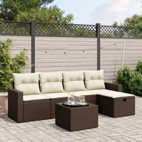 Set Divano da Giardino 6 pz con Cuscini-Sofa da Giardino-Divanetto da esterno Marrone in Polyrattan 179724
