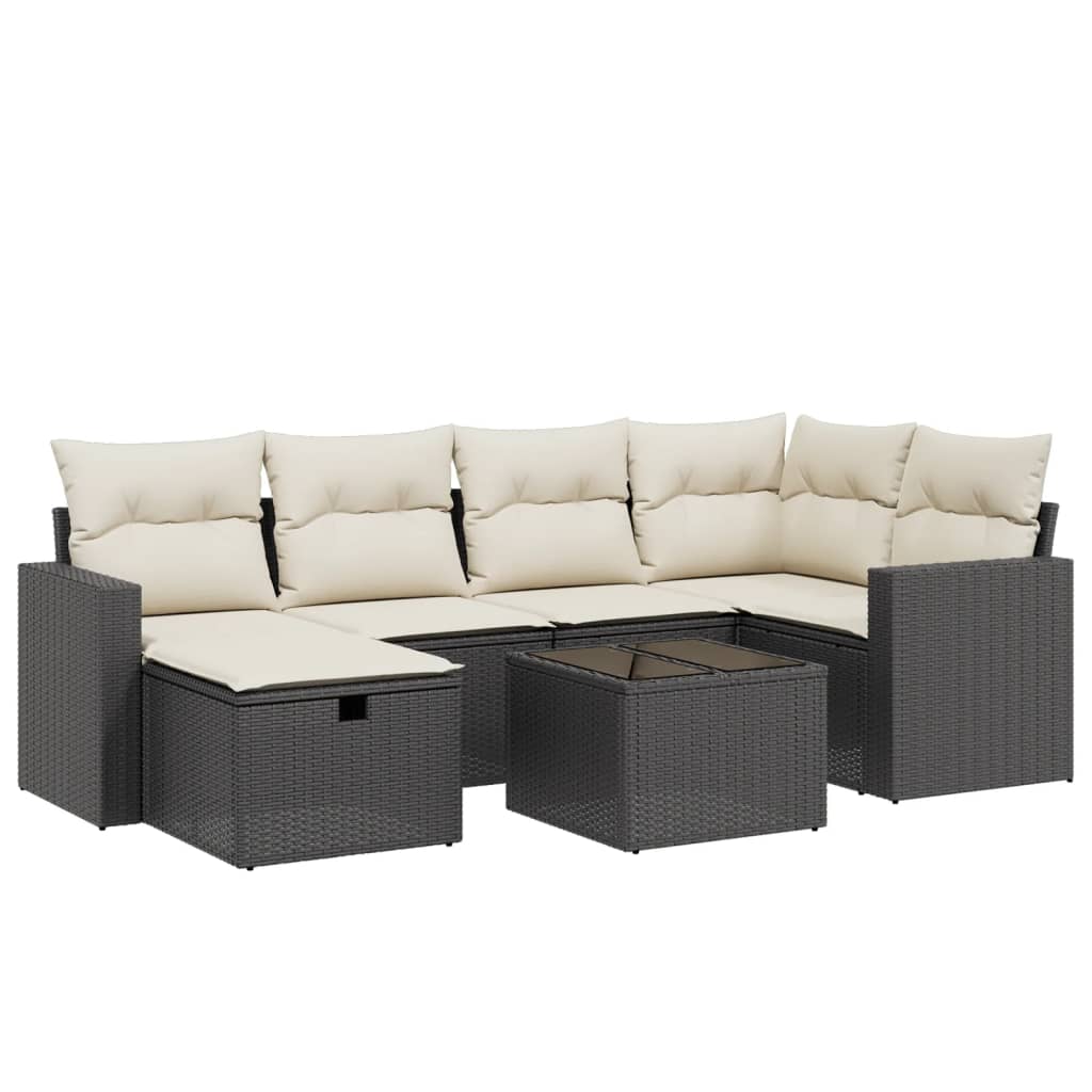 Set Divani da Giardino con Cuscini 7pz Nero Polyrattan 3263492