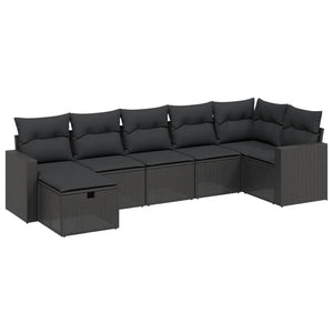 Set Divani da Giardino con Cuscini 7pz Nero Polyrattan 3263501