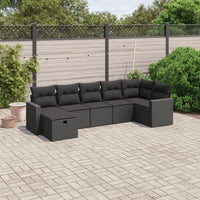 Set Divani da Giardino con Cuscini 7pz Nero Polyrattan 3263501