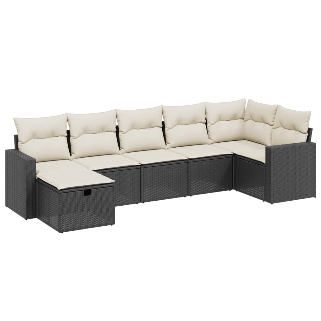 Set Divani da Giardino con Cuscini 7pz Nero Polyrattancod mxl 113694