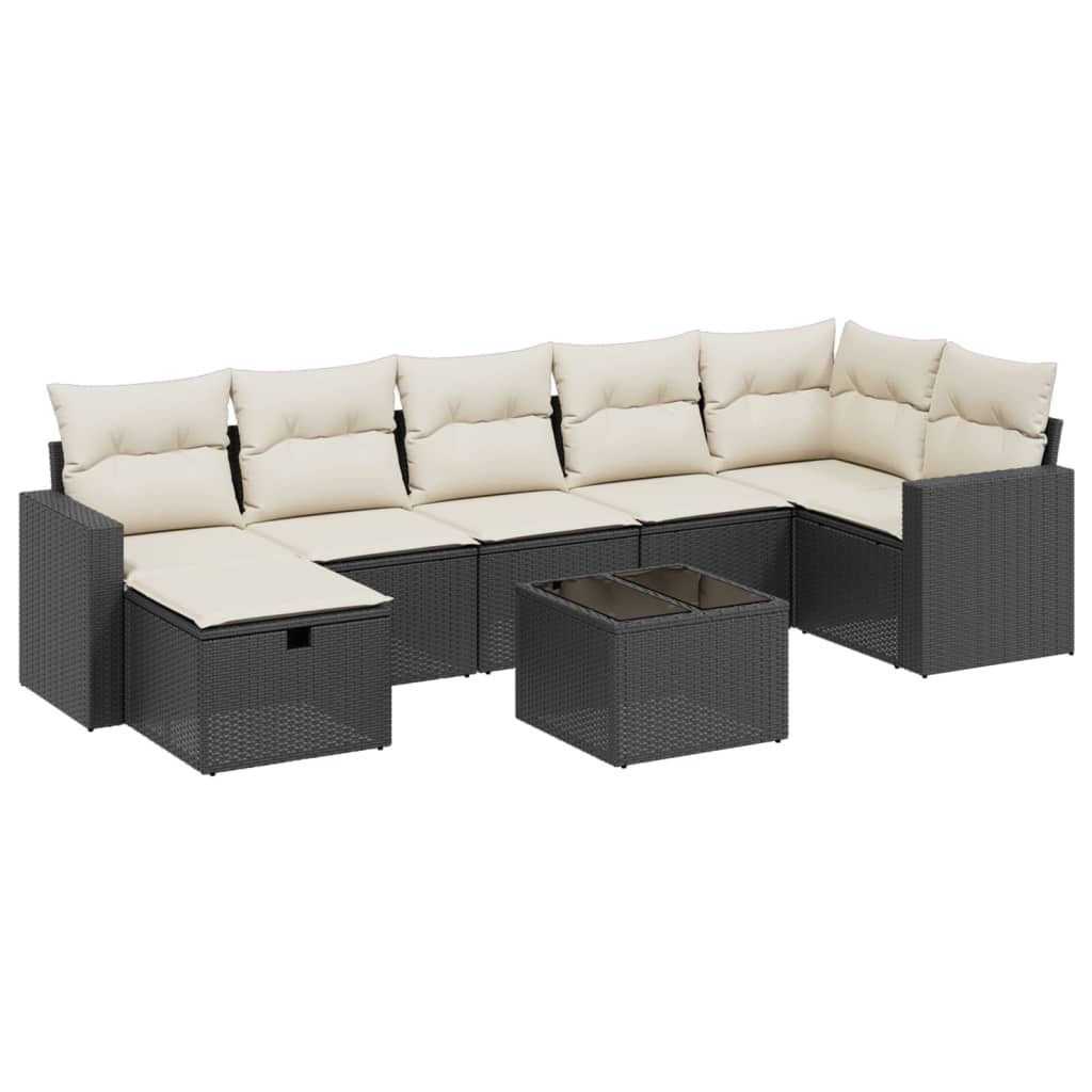 vidaXL Set Divani da Giardino con Cuscini 8 pz Nero in Polyrattan