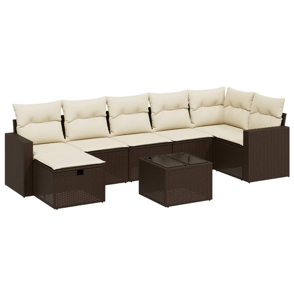 vidaXL Set Divani da Giardino 8 pz con Cuscini Marrone in Polyrattan