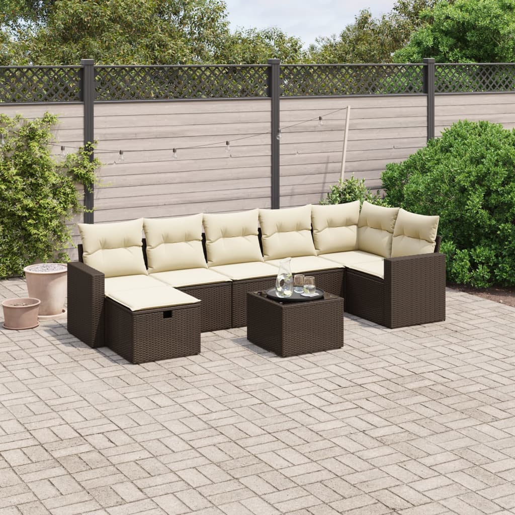 vidaXL Set Divani da Giardino 8 pz con Cuscini Marrone in Polyrattan