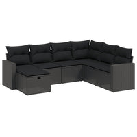 Set Divani da Giardino con Cuscini 7pz Nero Polyrattancod mxl 113695