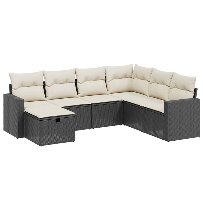 Set Divani da Giardino con Cuscini 7pz Nero Polyrattancod mxl 90511