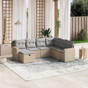 Set Divano da Giardino 7 pz con Cuscini Beige Misto Polyrattan 3263525