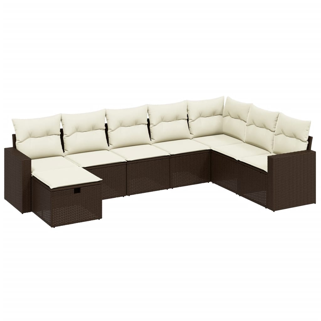 Set Divani da Giardino 8 pz con Cuscini Marrone in Polyrattan 3263589