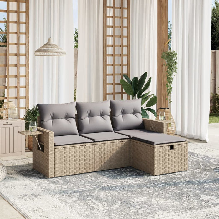 Set Divano da Giardino 4 pz con Cuscini Beige Misto Polyrattancod mxl 114520