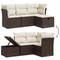 Set Divano da Giardino 4 pz con Cuscini Marrone in Polyrattan 3263759