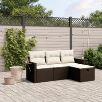 Set Divano da Giardino 4 pz con Cuscini-Sofa da Giardino-Divanetto da esterno Marrone in Polyrattan 756369