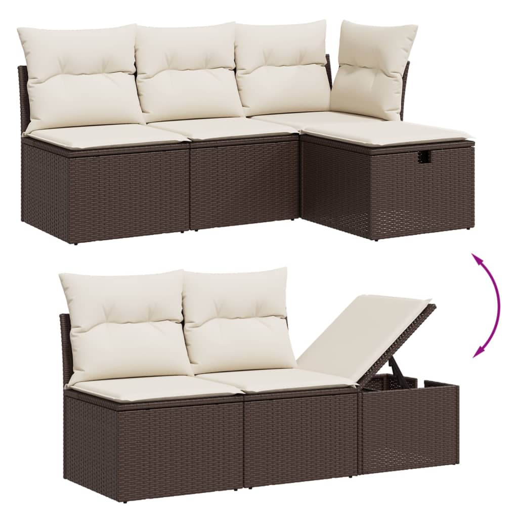 Set Divano da Giardino 5 pz con Cuscini Marrone in Polyrattan 3263779