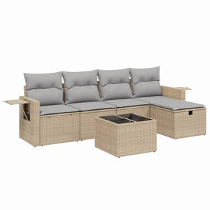 Set Divano da Giardino 6 pz con Cuscini Beige Misto Polyrattan 3263785
