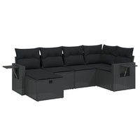 Set Divano da Giardino 6 pz con Cuscini Nero in Polyrattan