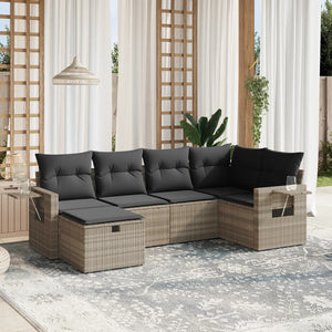 vidaXL Set Divano da Giardino 6pz con Cuscini Grigio Chiaro Polyrattan