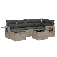 Set Divani da Giardino 7pz con Cuscini Grigio Chiaro Polyrattan