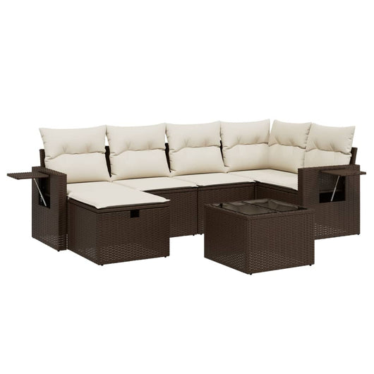 vidaXL Set Divani da Giardino 7 pz con Cuscini Marrone in Polyrattan