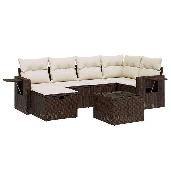 vidaXL Set Divani da Giardino 7 pz con Cuscini Marrone in Polyrattan