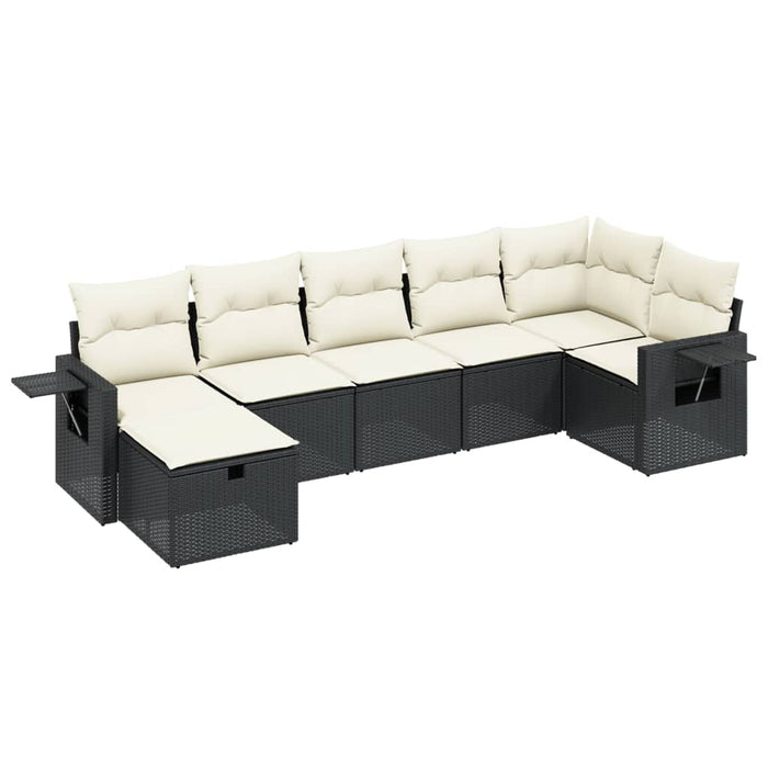 Set Divani da Giardino con Cuscini 7pz Nero Polyrattancod mxl 90510