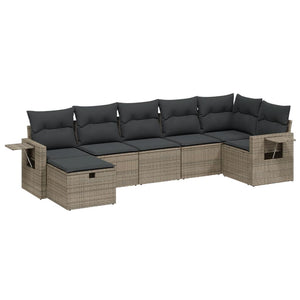 vidaXL Set Divani da Giardino 7 pz con Cuscini Grigio in Polyrattan