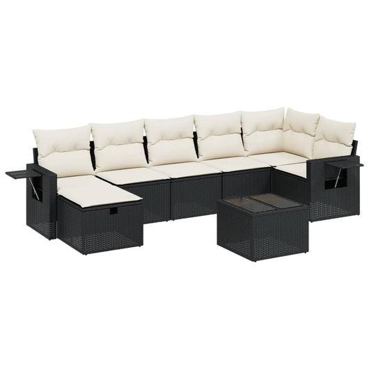 vidaXL Set Divani da Giardino con Cuscini 8 pz Nero in Polyrattan