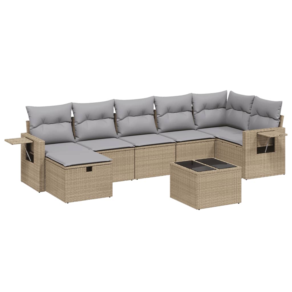 Set Divano da Giardino 8 pz con Cuscini Beige Misto Polyrattan 3263825