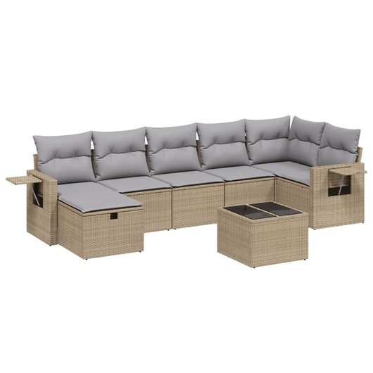 Set Divano da Giardino 8 pz con Cuscini Beige Misto Polyrattan 3263825