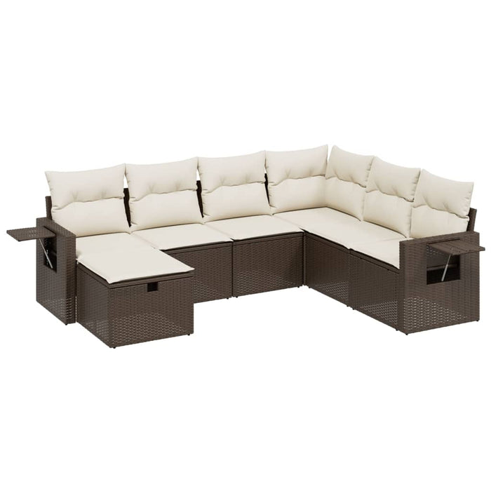 Set Divani da Giardino 7 pz con Cuscini Marrone in Polyrattan 3263839