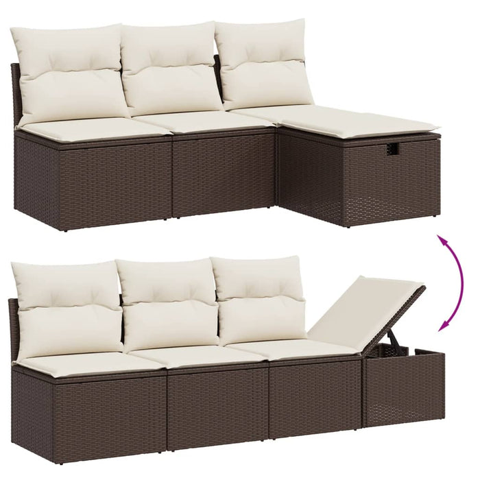 Set Divani da Giardino 7 pz con Cuscini Marrone in Polyrattan 3263839