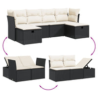 Set Divano da Giardino 6 pz con Cuscini-Sofa da Giardino-Divanetto da esterno Nero in Polyrattan 645481