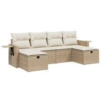 Set Divano da Giardino 6 pz con Cuscini Beige in Polyrattan