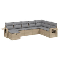 Set Divano da Giardino 8 pz con Cuscini Beige Misto Polyrattan
