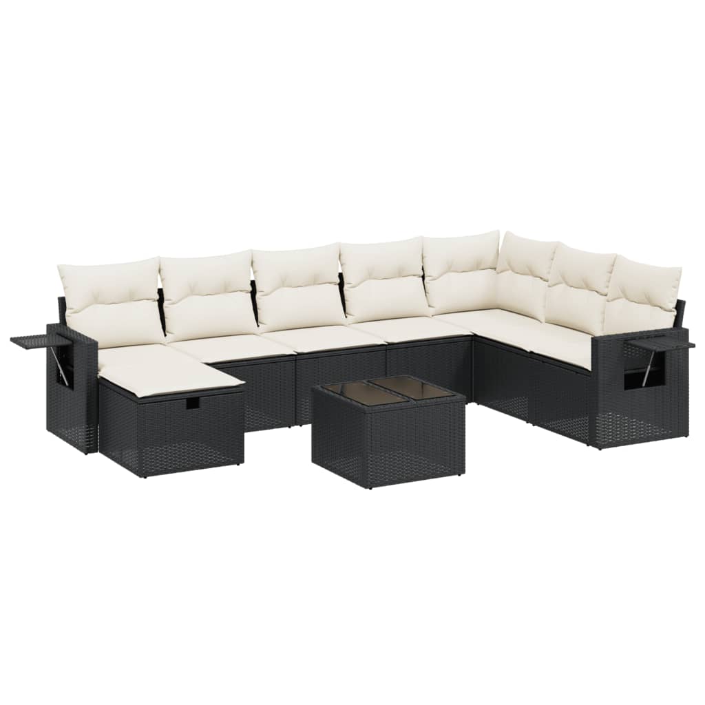 Set Divani da Giardino 9 pz con Cuscini Nero in Polyrattancod mxl 113709