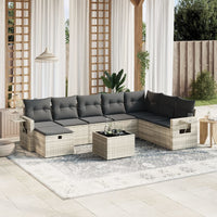 Set Divano da Giardino 9pz con Cuscini Grigio Chiaro Polyrattan 3263908