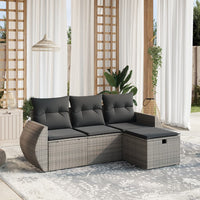 vidaXL Set Divani da Giardino 4 pz con Cuscini in Polyrattan Grigio