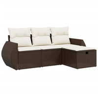 Set Divano da Giardino 4 pz con Cuscini-Sofa da Giardino-Divanetto da esterno Marrone in Polyrattan 443603