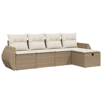 Set Divano da Giardino 5 pz con Cuscini Beige in Polyrattan 3264084