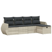 Set Divano da Giardino 5pz con Cuscini-Sofa da Giardino-Divanetto da esterno Grigio Chiaro Polyrattan 932331