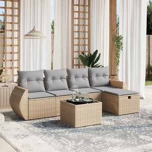 Set Divano da Giardino 6 pz con Cuscini Beige Misto Polyrattancod mxl 113902
