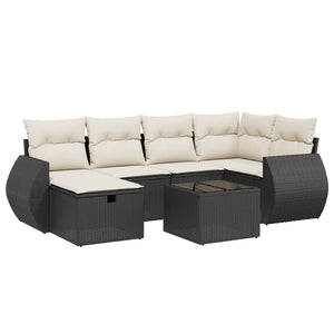 Set Divani da Giardino con Cuscini 7pz Nero Polyrattan 3264112