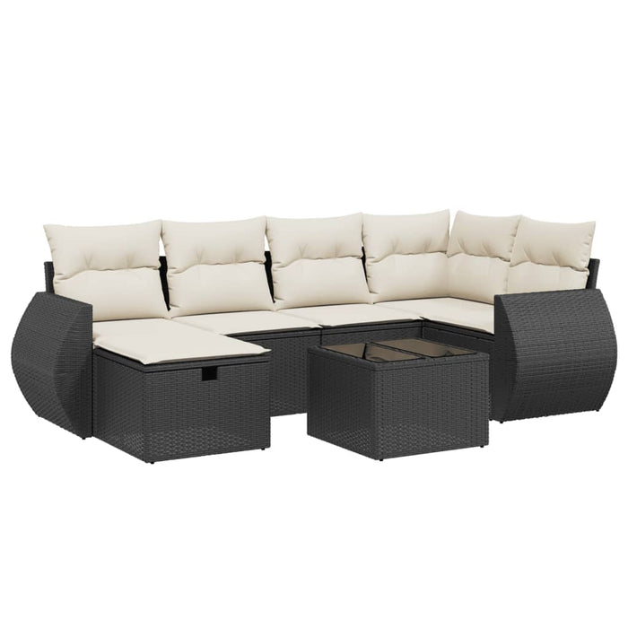 Set Divani da Giardino con Cuscini 7pz Nero Polyrattan 3264112