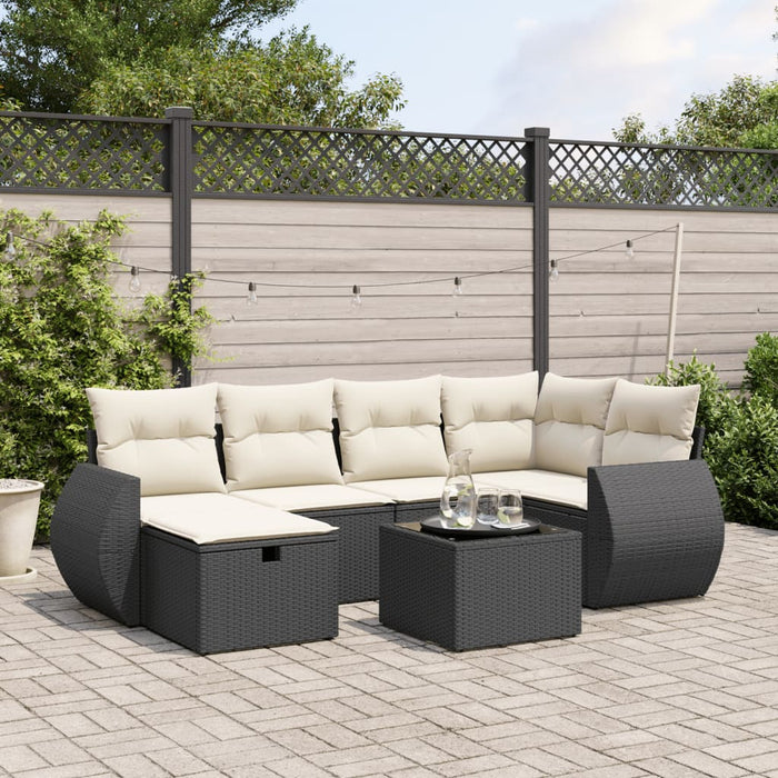 Set Divani da Giardino con Cuscini 7pz Nero Polyrattan 3264112